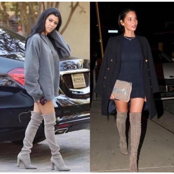 Stuart Weitzman Shoes - Stuart Weitzman Tipland Gray Suede Over the Knee-High Boots 9.5